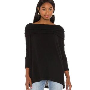 Free People Juicy Black Long Sleeve Split Back Top Size Small